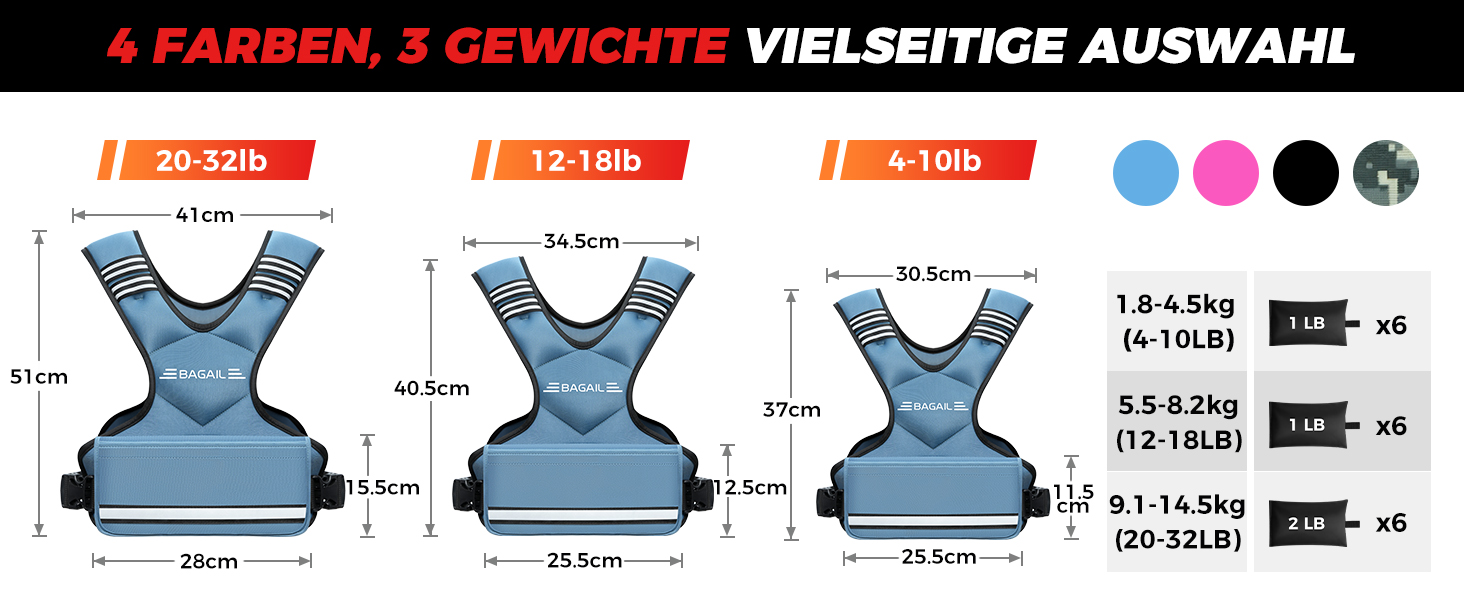 Вага для тренувань BAGAIL: регульована жилетка з відкидними вагами, для силових тренувань, фітнесу та аеробіки (Рожева, 9.1-14.5 кг)