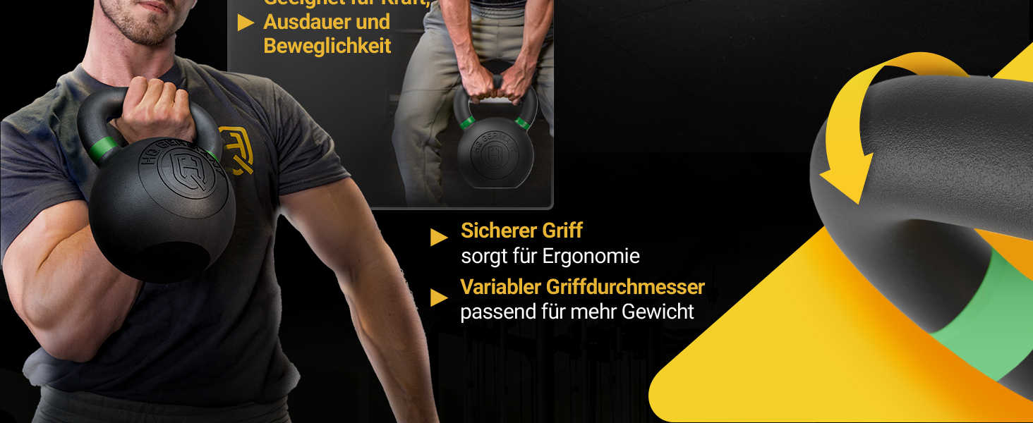 Гантель-гиря HQ Germany® з порошковим покриттям [2-32кг/Набори] - Набір чавунних гирь з точністю ±2% - Кульова гиря, Набір гирь, Преміум гирі з порошковим покриттям 24кг