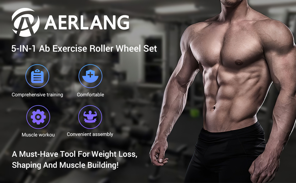 Набір для пресу AERLANG 7-в-1: ролер, турніки, еспандер, скакалка, ручки та наколінники для фітнесу вдома та в залі
