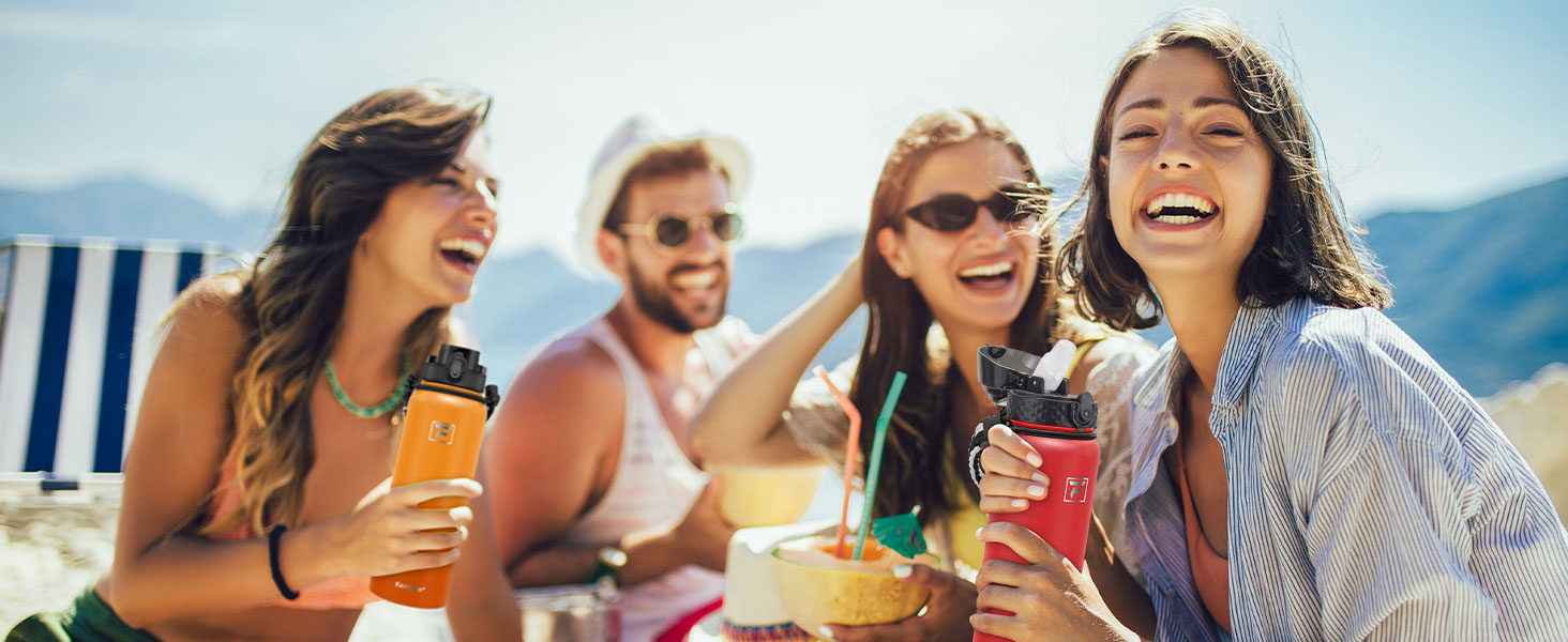 Фанхав 600 мл, ізольована спортивна пляшка для води з трубочкою, чорна, для школи, дітей, чоловіків та жінок