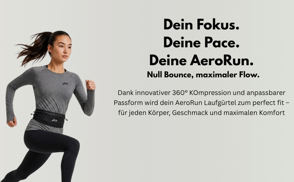 Пояс для бігу AeroRun® з флягою та тримачем для телефону - біговий пояс для жінок і чоловіків, анти-bounce, розмір M-XL (85-110 см)