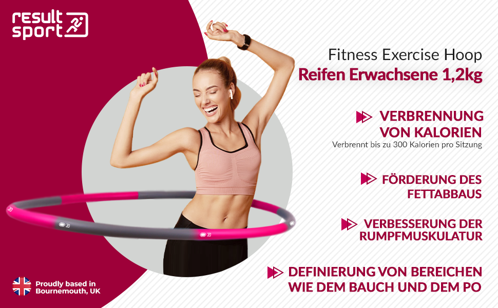Обруч для фітнесу ResultSport Hula Hoop 1.2 кг, розбірний, 100 см, для схуднення та тренувань