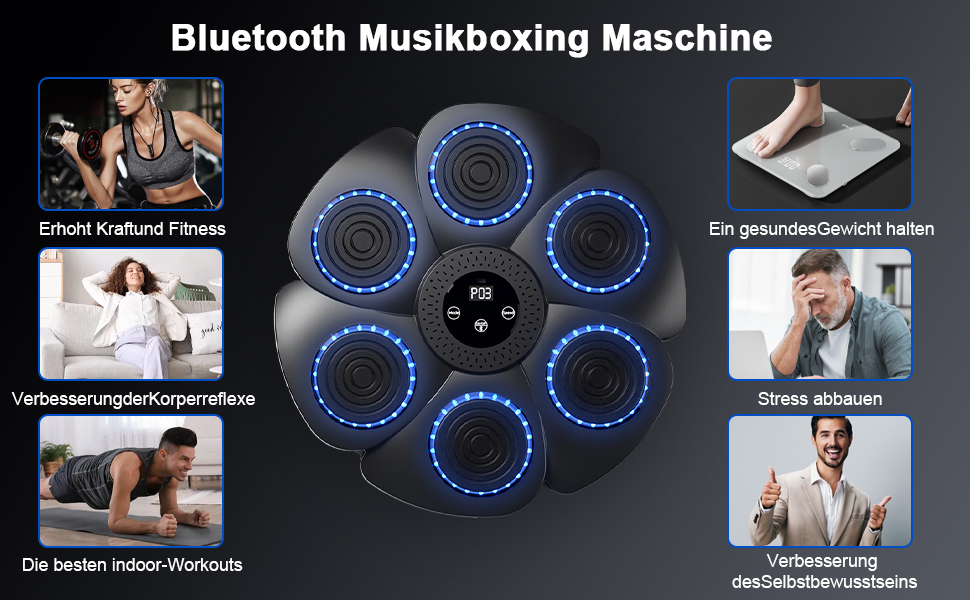 Розумна музична боксерська машина з Bluetooth, 9 режимів і 18 швидкостей, настінна, з боксерськими рукавичками для дому