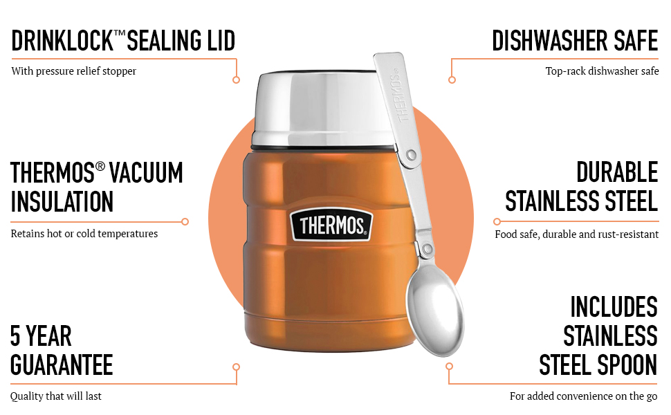 Термос для їжі з кришкою Thermos SK3000, нержавіюча сталь, коричневий, 470 мл