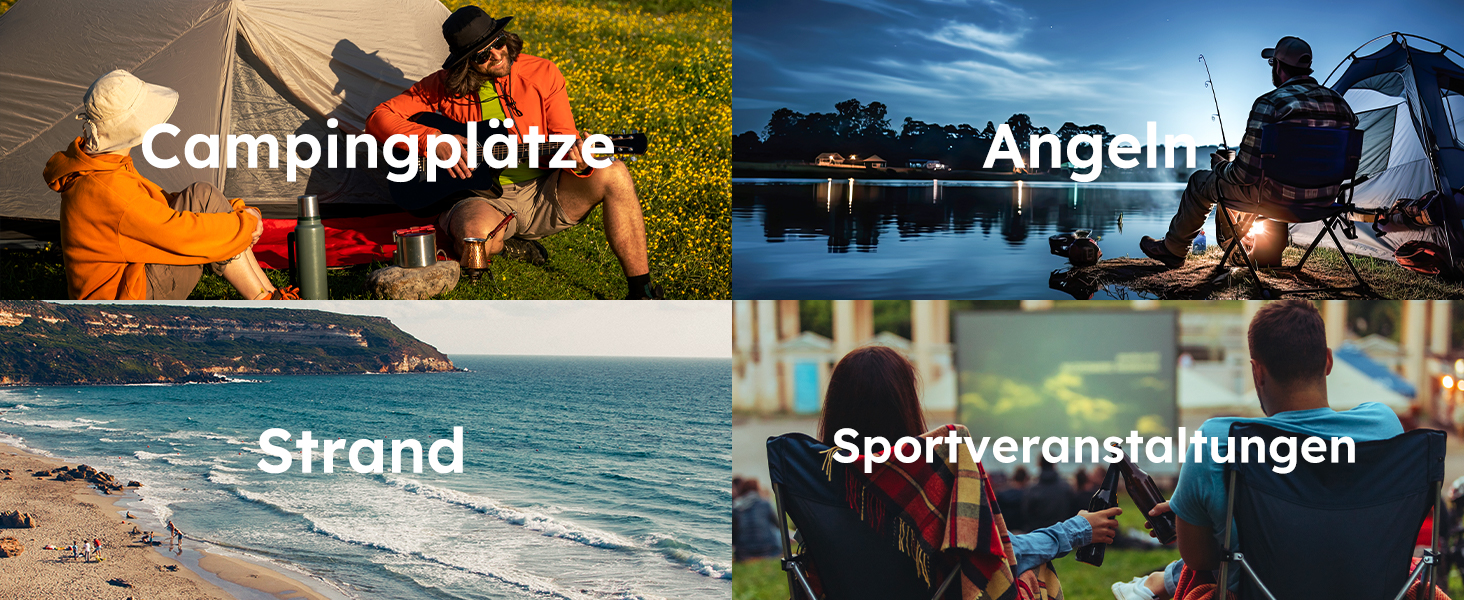 Набір з 2 шт. складаних стільців для риболовлі та відпочинку на природі High Point Sports, до 120 кг, з підстаканником та відділенням для охолодження, чорний