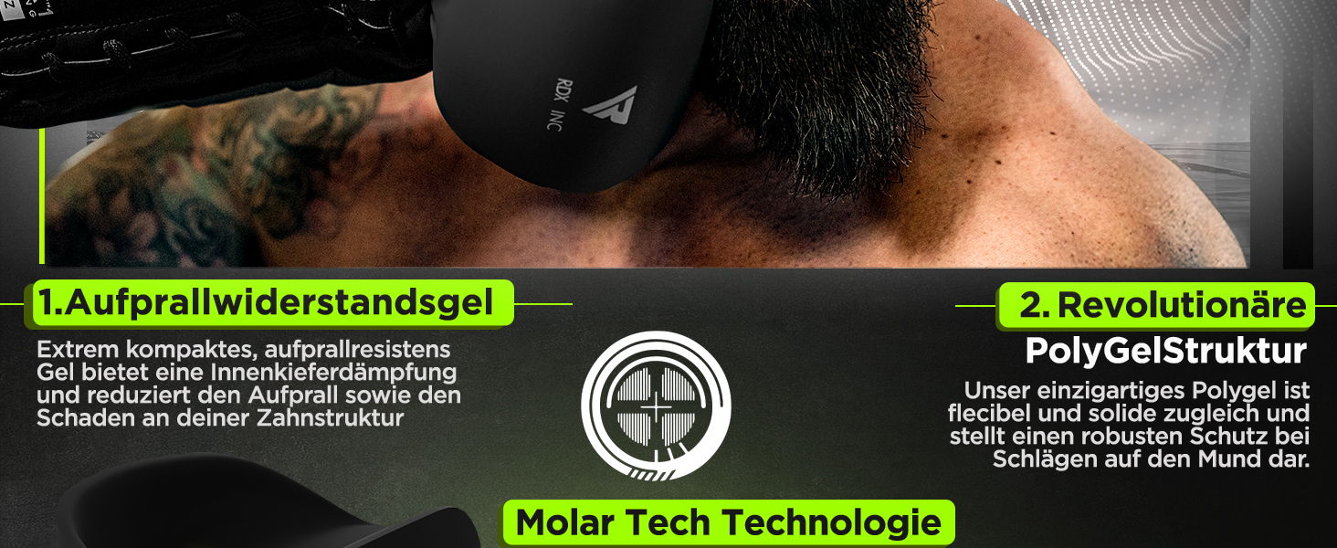 Капа для захисту зубів RDX для бойових видів спорту, MMA, кікбоксингу, хокею, футболу, м'яку рукавичку, регбі. Зручна коробка для зберігання. Для дорослих (від 12 років). Чорний колір.