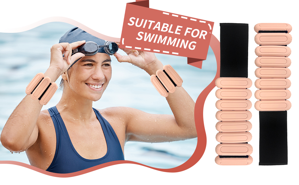 Набір манжет на зап'ястя для плавання та фітнесу, 1 кг, регульовані, для жінок