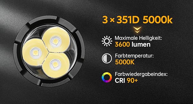 Ліхтар під водою Wurkkos DL30 3600 Lumen, IPX8, 3x LH351D LED, 5000K, з зарядним пристроєм
