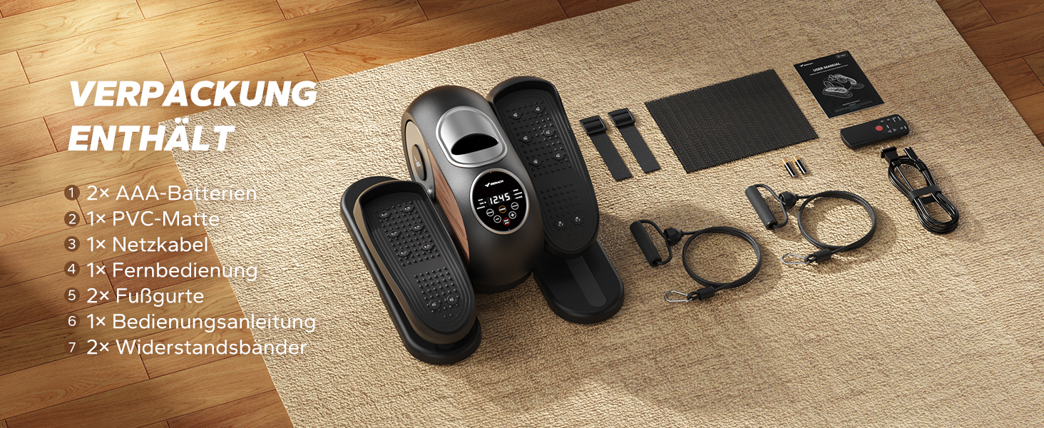 MERACH Міні електричний крос-тренажер під стіл з пульт, дисплей, неслизьке покриття, 12 швидкостей, тихий та портативний для дому, для дорослих та літніх людей (чорний) E32-2024