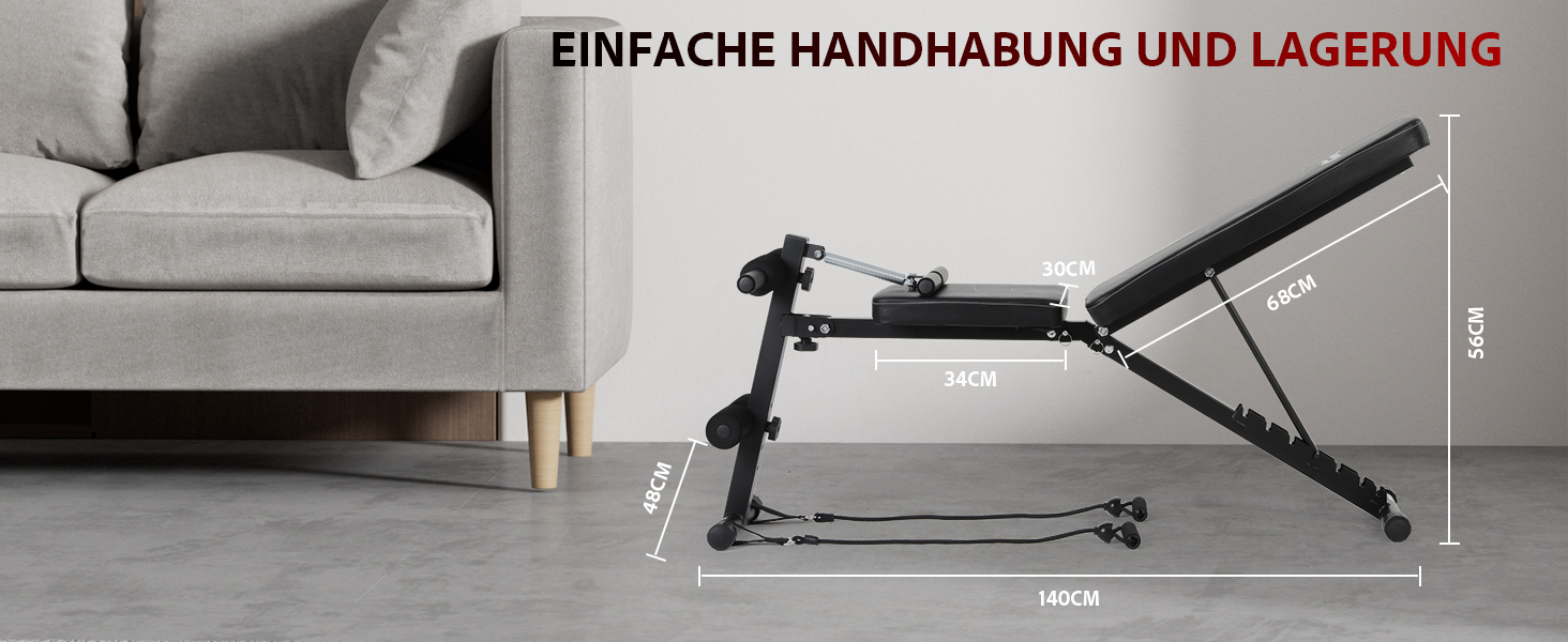 Тренажер для дому 4-в-1: лавка для жиму з регульованою спинкою та фіксатором для ніг, до 150 кг