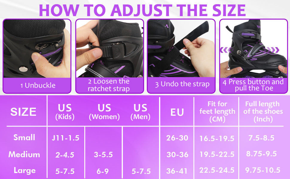 Регульовані ролики для дітей (дівчатка та хлопчики), ролики з підсвічуванням коліс, для занять спортом в приміщенні та на вулиці, фіолетовий & синій, чорний & фіолетовий