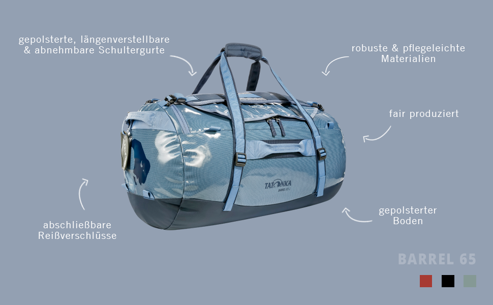 Сумка-рюкзак Tatonka Barrel 65 л, водонепроникна, Elemental Blue