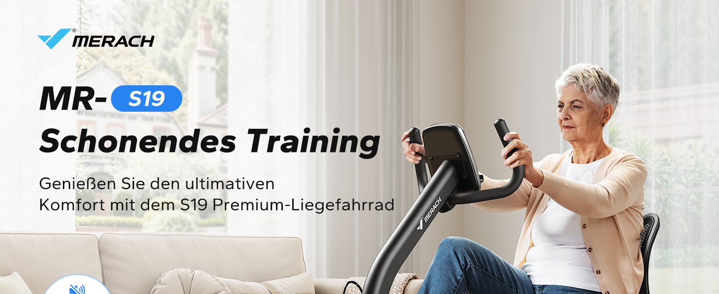 Велотренажер MERACH Liegeergometer для дому з 8 рівнями регулювання опору, легкий, з Bluetooth, LCD-дисплеєм та датчиками серцевого ритму, чорний