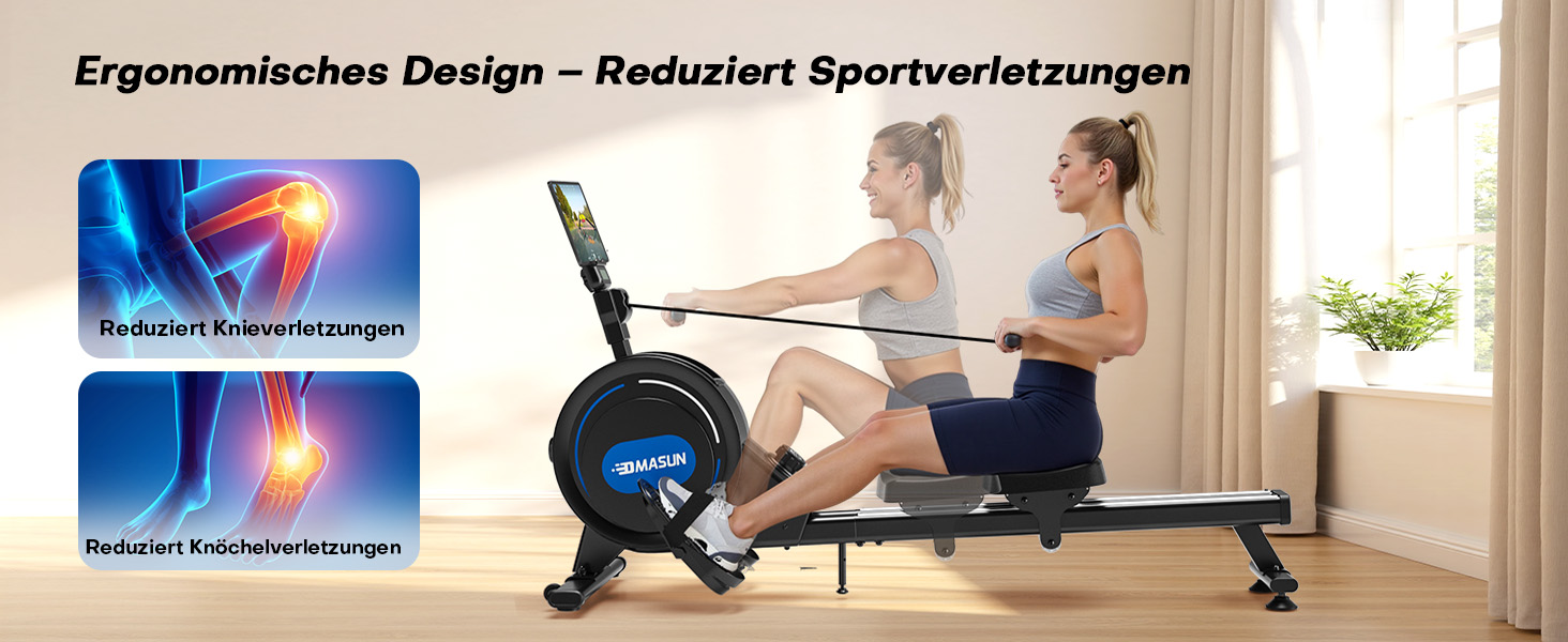 Гребний тренажер DMASUN для дому з магнітною системою опору, 16/32 рівні навантаження, LCD-дисплей, до 160 кг, чорний