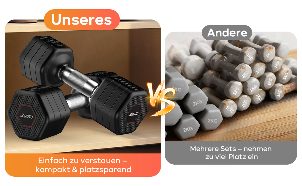 Набір гантелей JOROTO 4-в-1, регульовані гантелі, 2 шт., 2–5 кг, хромоване покриття, неслизький грип, для чоловіків та жінок, силові тренування, фітнес, домашні тренування (чорний)