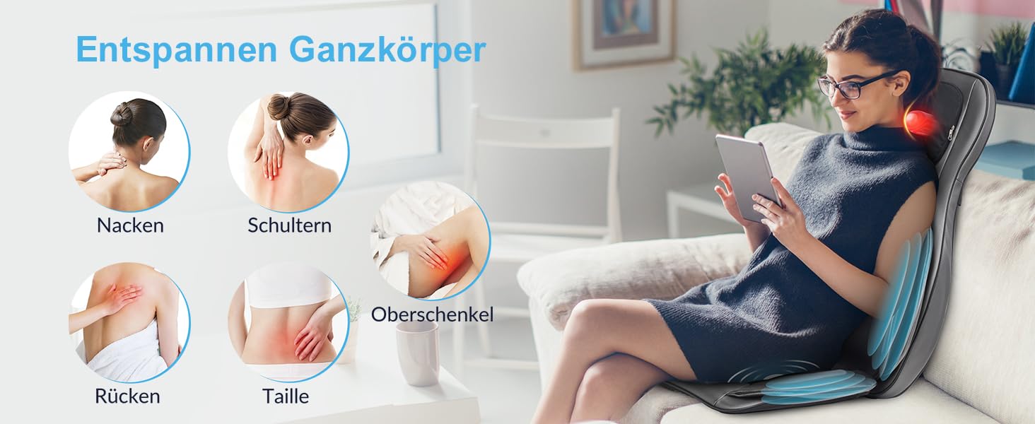 Масажний крісло-накидка Comfier Shiatsu з підігрівом та функцією компресії - 2D/3D-масаж, повна спинка, для жінок та чоловіків