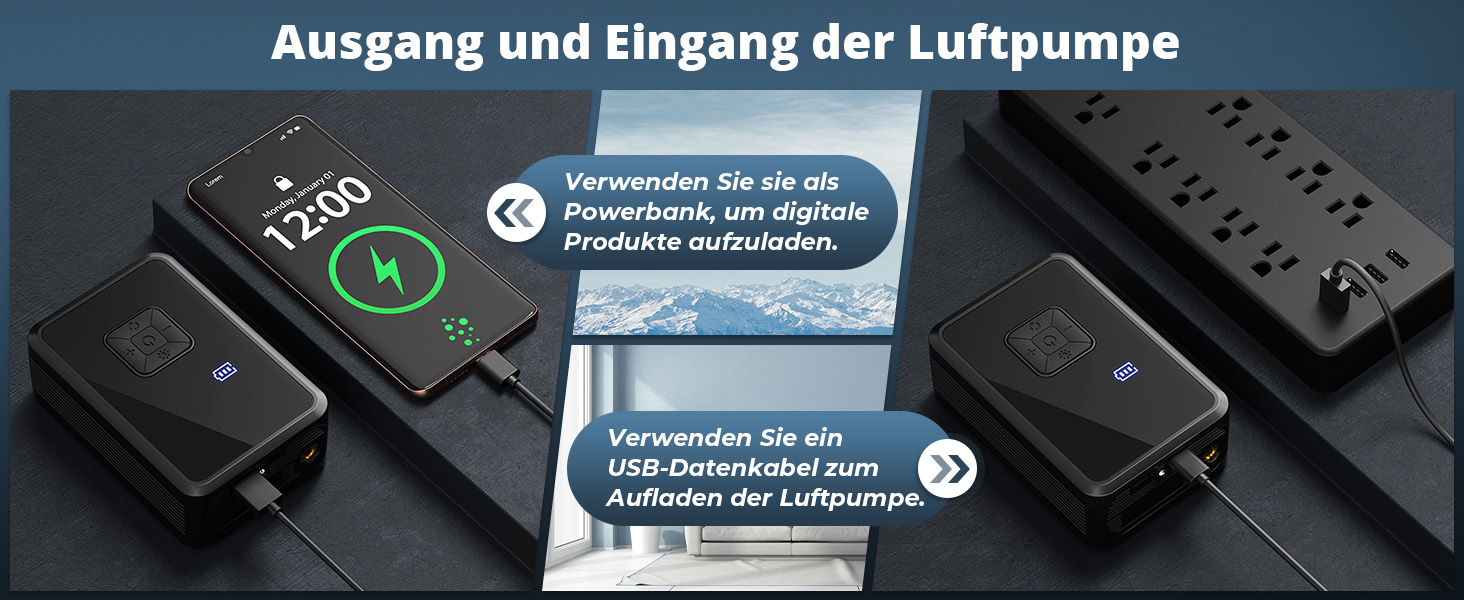 Електричний насос Oasser 150 PSI для велосипеда, авто, м'яча, кемпінгу з LED-ліхтариком