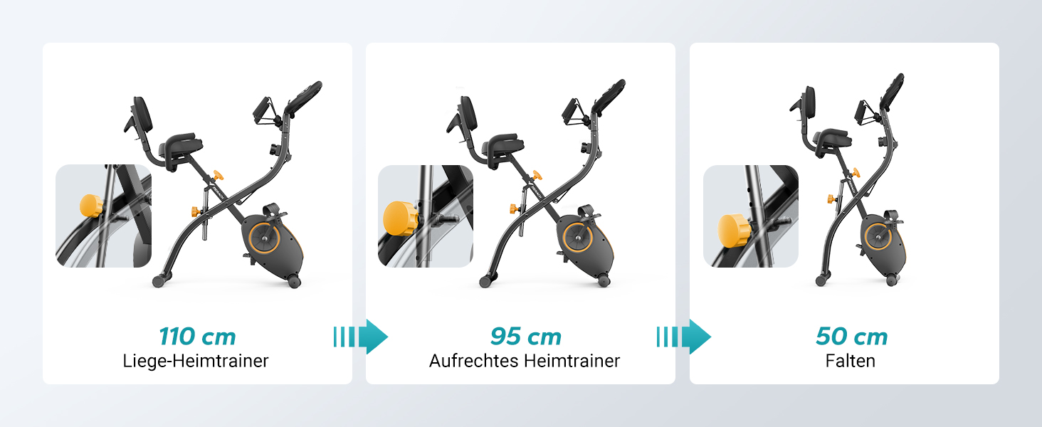 Велотренажер MERACH 4-в-1 з додатком, тихий, магнітний опір 16 рівнів, LCD-дисплей, вимірювання пульсу, складаний, зручне сидіння, еластична стрічка