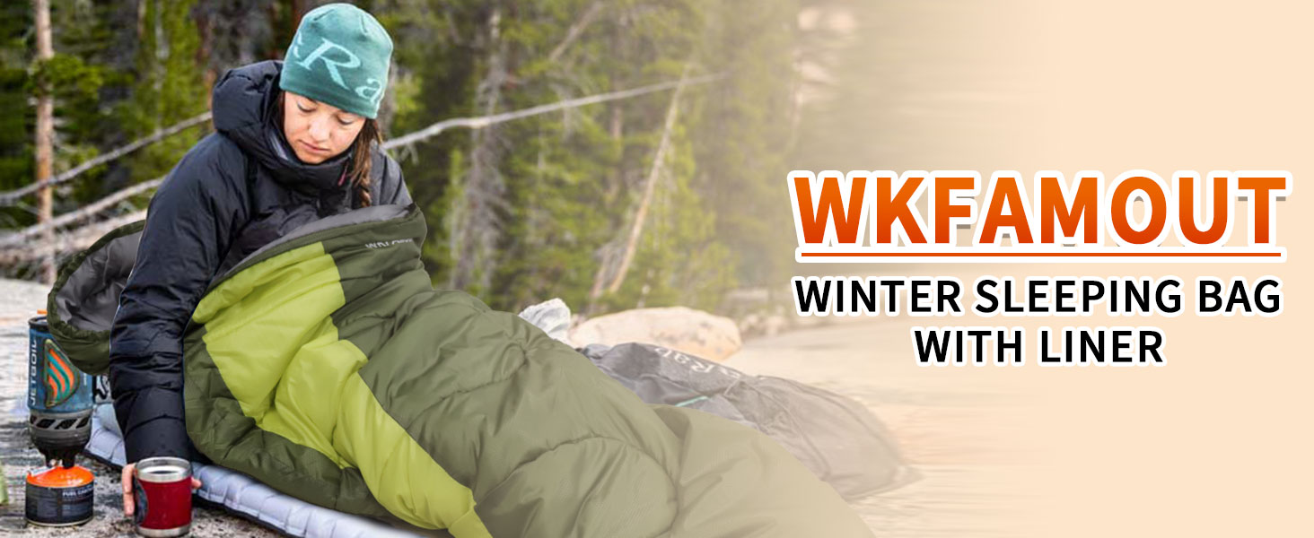 Спальний мішок Outdoor для дорослих, машинного прання, зимовий, водонепроникний, 3-4 сезони, з компресійним мішком, для кемпінгу, походів, подорожей, 0°C-Комфорт, Чорний (Оливковий), 220x85CM-L