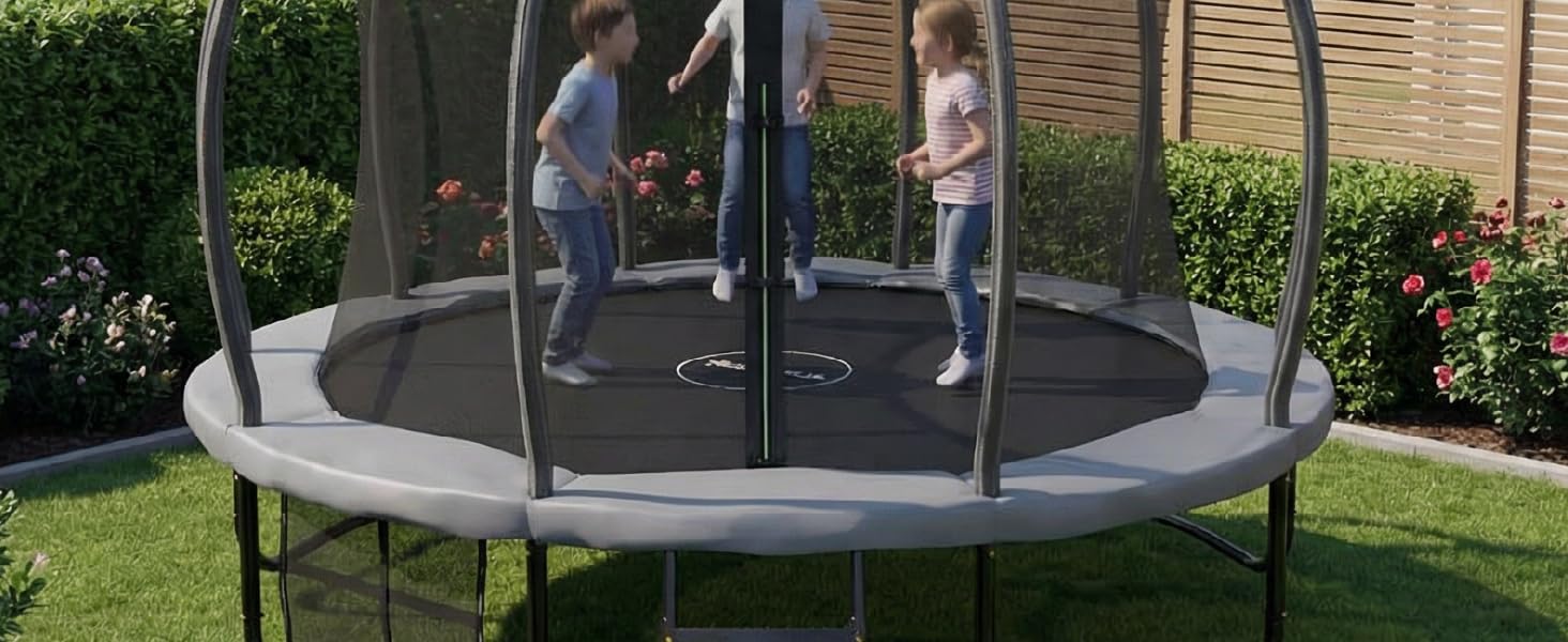 Трамплін Juskys SkyBounce Ø 228/305/366 см - Outdoor з сіткою, драбиною та пружинами PowerSpring
