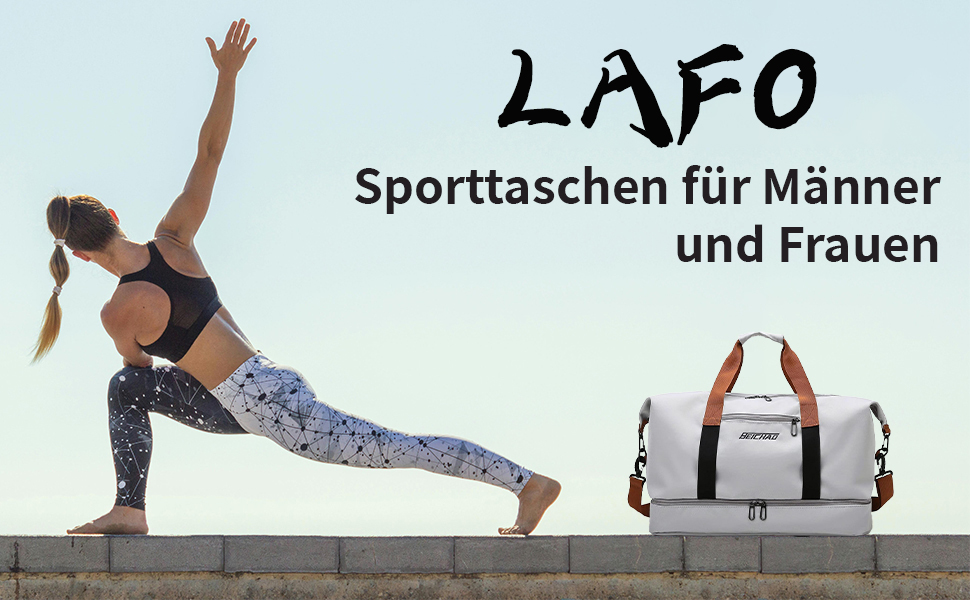 Спортивна сумка Lafo: дорожня, для тренажерного залу, з відділенням для взуття та мокрих речей, сіра