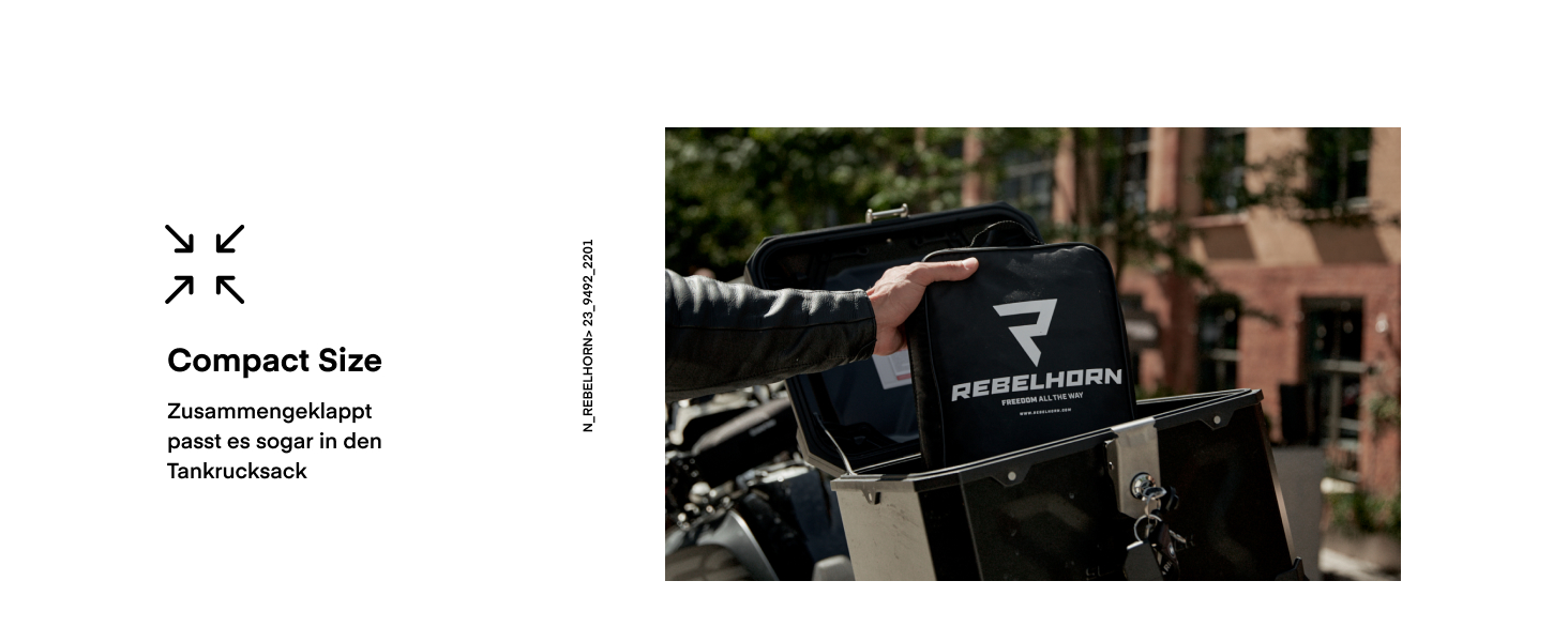 Чохол для мотоцикла REBELHORN Cover II Top Box - міцний поліестер, захист від крадіжки, чорний S