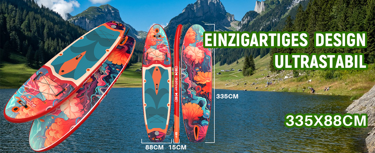Надувний SUP-борд 15 см, з рюкзаком та аксесуарами, зелений - Дошка для Stand Up Paddling