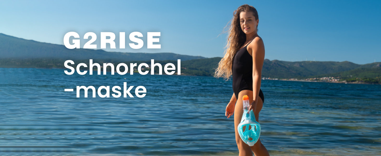 Маска для снорклінгу G2RISE Fullface, повнолицева маска для дайвінгу з тримачем для камери, XL, зелена - безпечна від CO2
