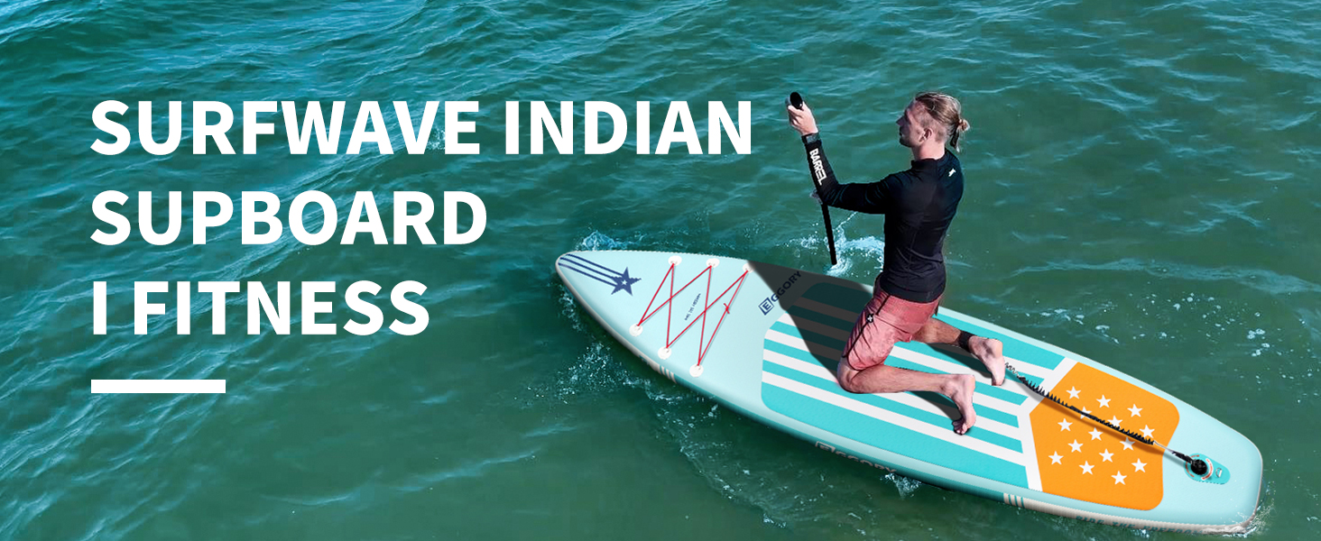 Надувний SUP-борд Extra Breites: Дошка для Stand-Up Paddle з фіном, ручним насосом, для подорожей (Смуга м'яти)