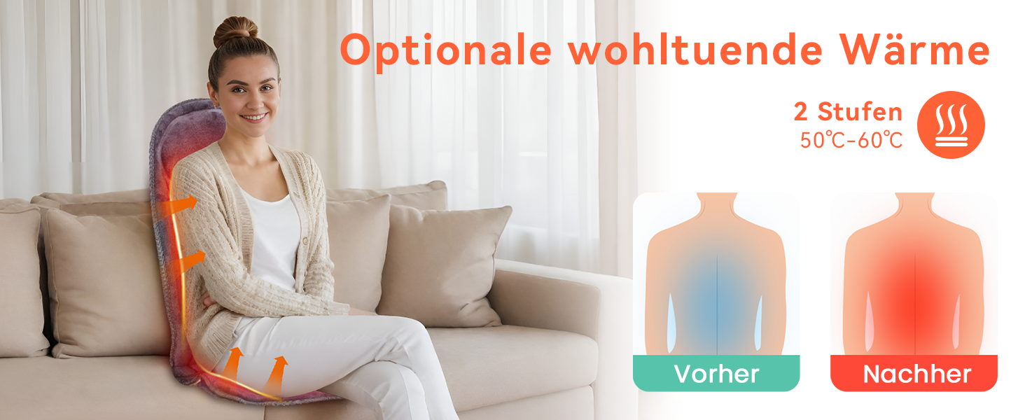 Масажне сидіння Snailax з підігрівом та вібрацією для спини та шиї. Масажер для спини для дому та офісу. Подарунок для чоловіків та жінок