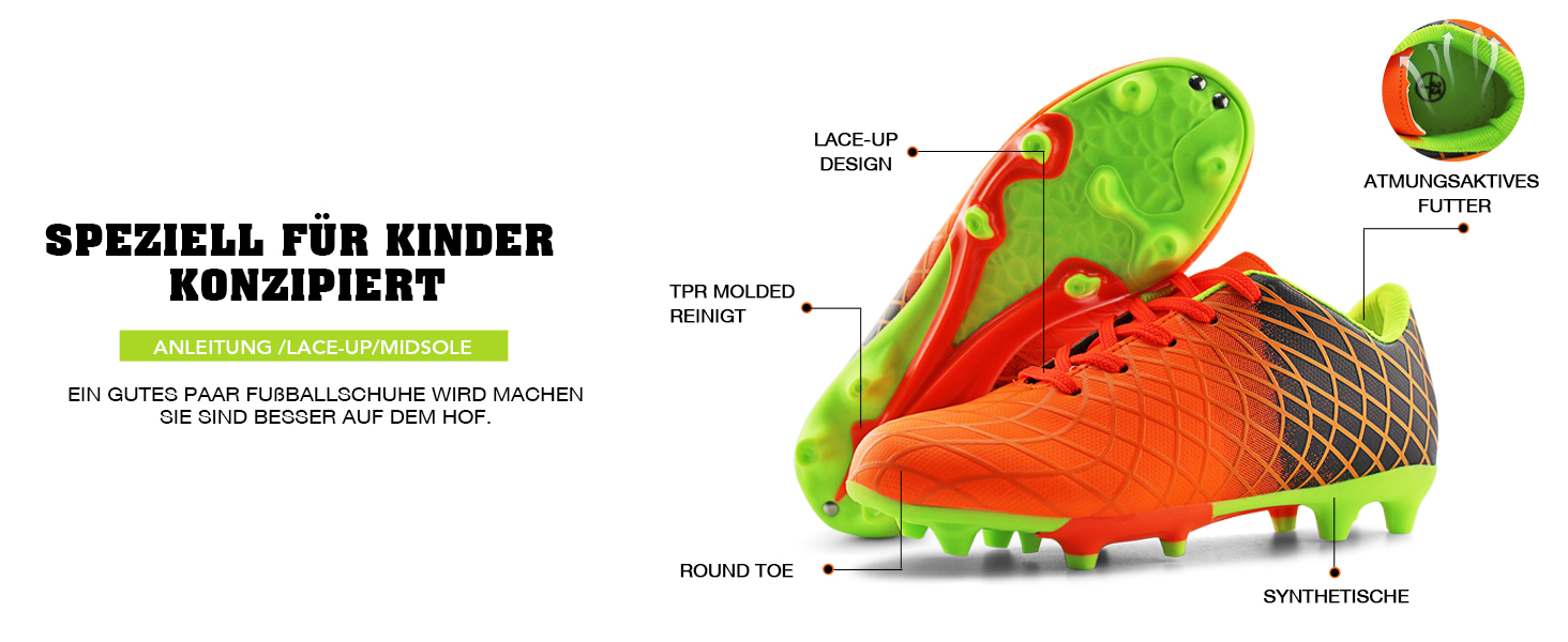 Дитячі футбольні бутси JABASIC для хлопчиків та дівчаток, оранжевого кольору, 28 EU