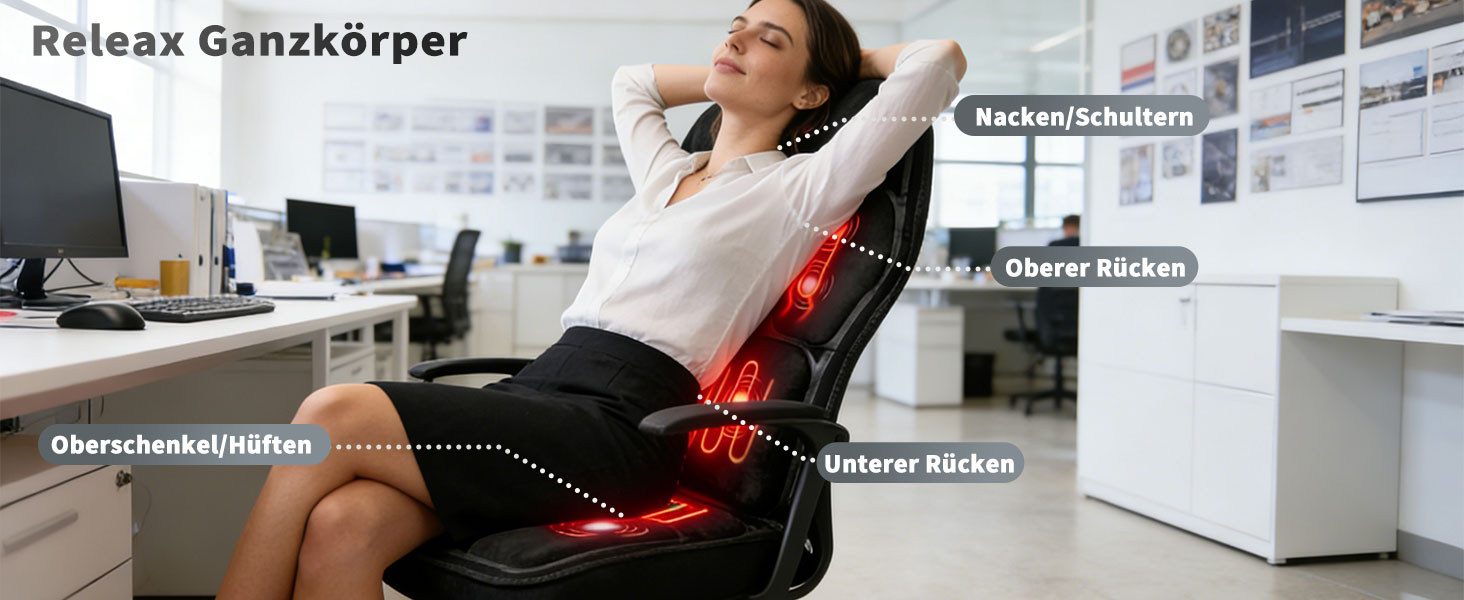 Електрична масажна подушка для спини та шиї з підігрівом та вібрацією. Масажна подушка для крісла, для дому та офісу