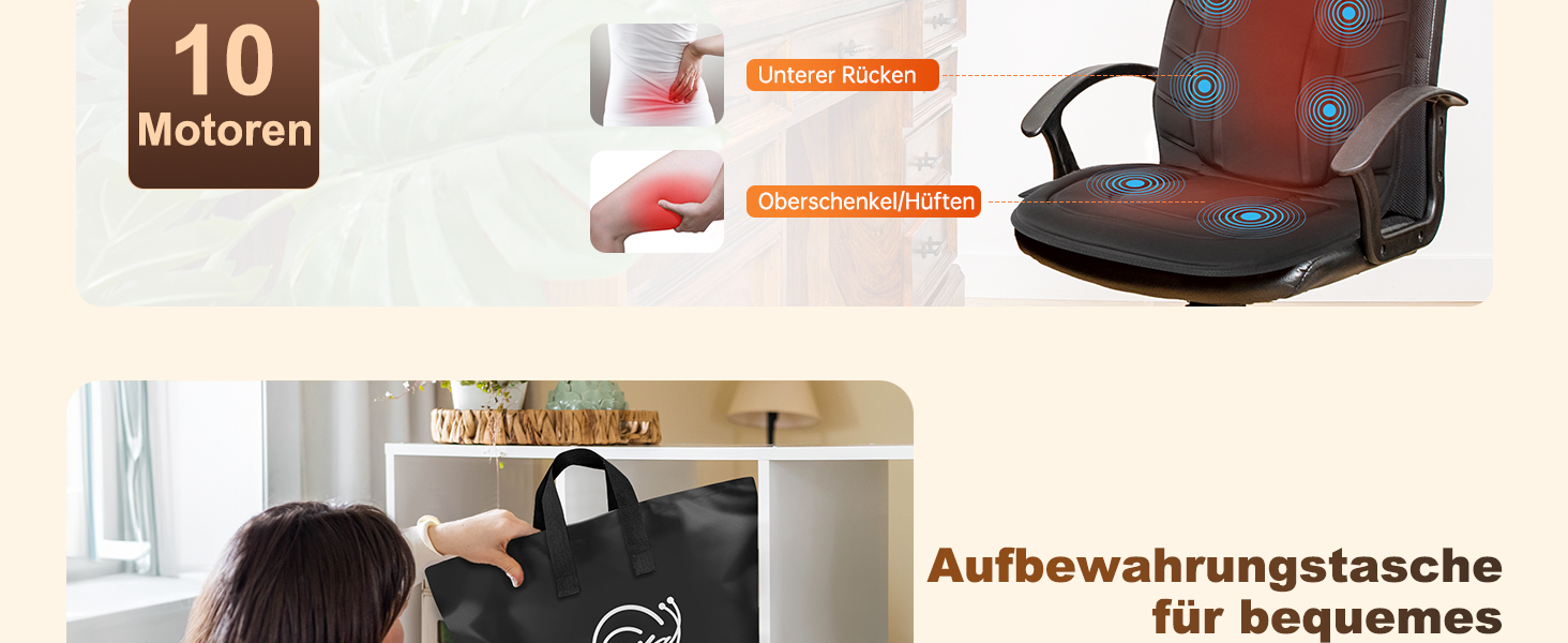 Масажний накид Snailax з 10 вібраційними моторами та підігрівом для спини та шиї. Зручний для дому, офісу та в подорожах. Чорний колір.