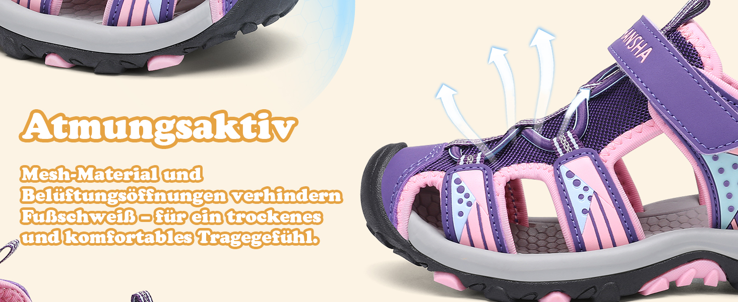 Сандалі Mishansha закриті для дівчаток, літні трекінгові, дитячі, дихаючі, розмір 25 EU, рожеві