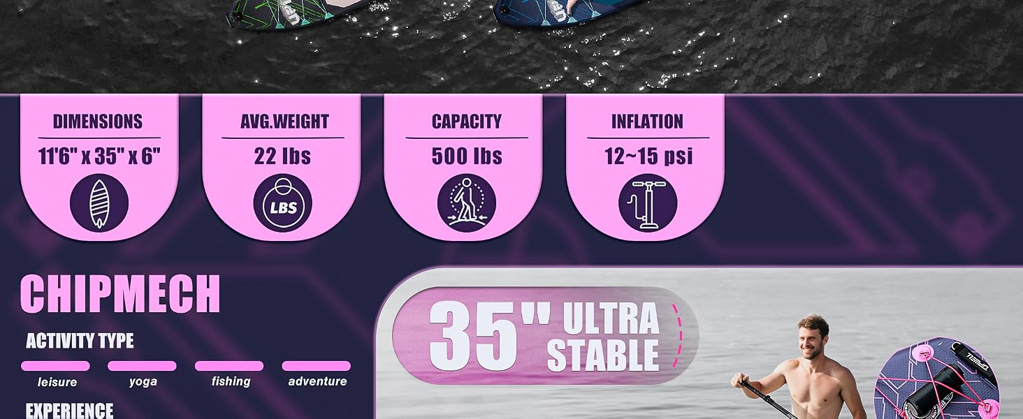 SUP-дошка Upwell 350x89 см з сидінням, надувна дошка для SUP-серфінгу (2+1) для дорослих та підлітків, фіолетова. Комплект: рюкзак, весло, ліш, насос, плавники.