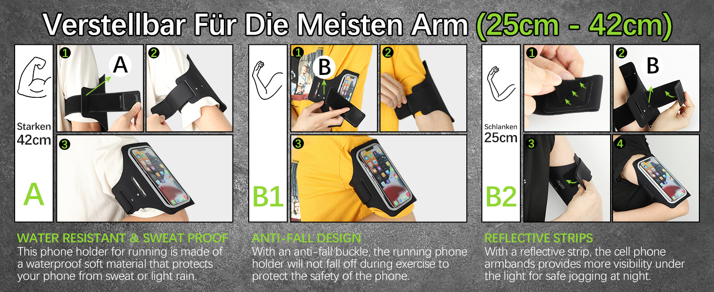 Спортивний браслет EOTW для телефону та AirPods: зручна фіксація на руці, сумісний з iPhone, Galaxy та MP3-плеєрами (5.5'-6.0')