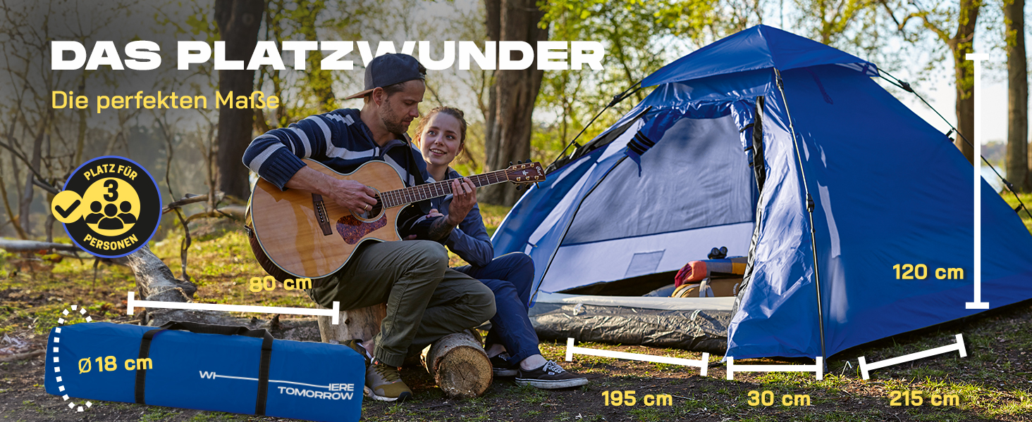 Намет Lumaland Outdoor Pop Up Kuppelzelt для кемпінгу, подорожей та фестивалів (2-3 особи), сірий