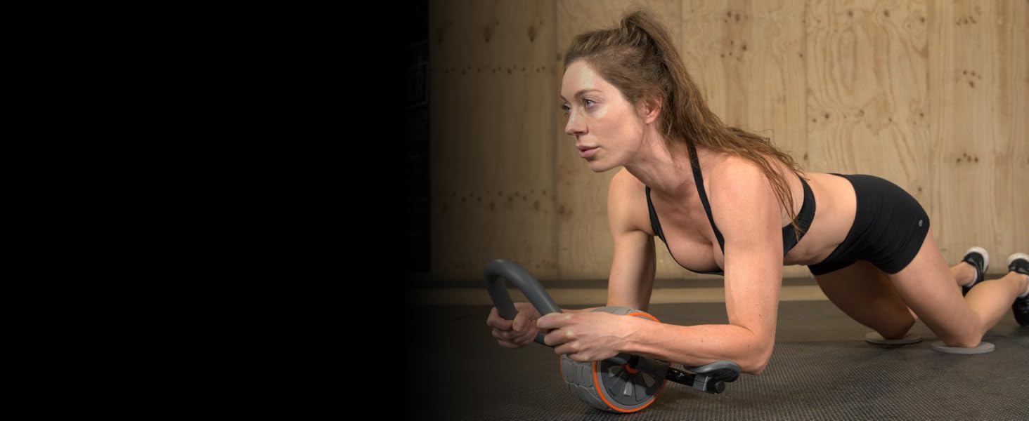 Ролер для пресу DMoose з наколінниками для тренування пресу та кора. Ідеально для дому та фітнесу (сірий)