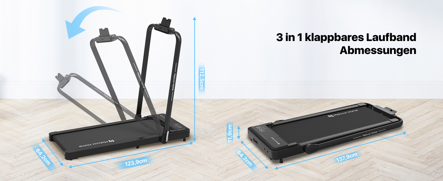 Бігова доріжка Mobvoi Home Laufband Ultra 3-в-1: для дому та офісу, складний, LED-дисплей, 12 км/год, 120 кг