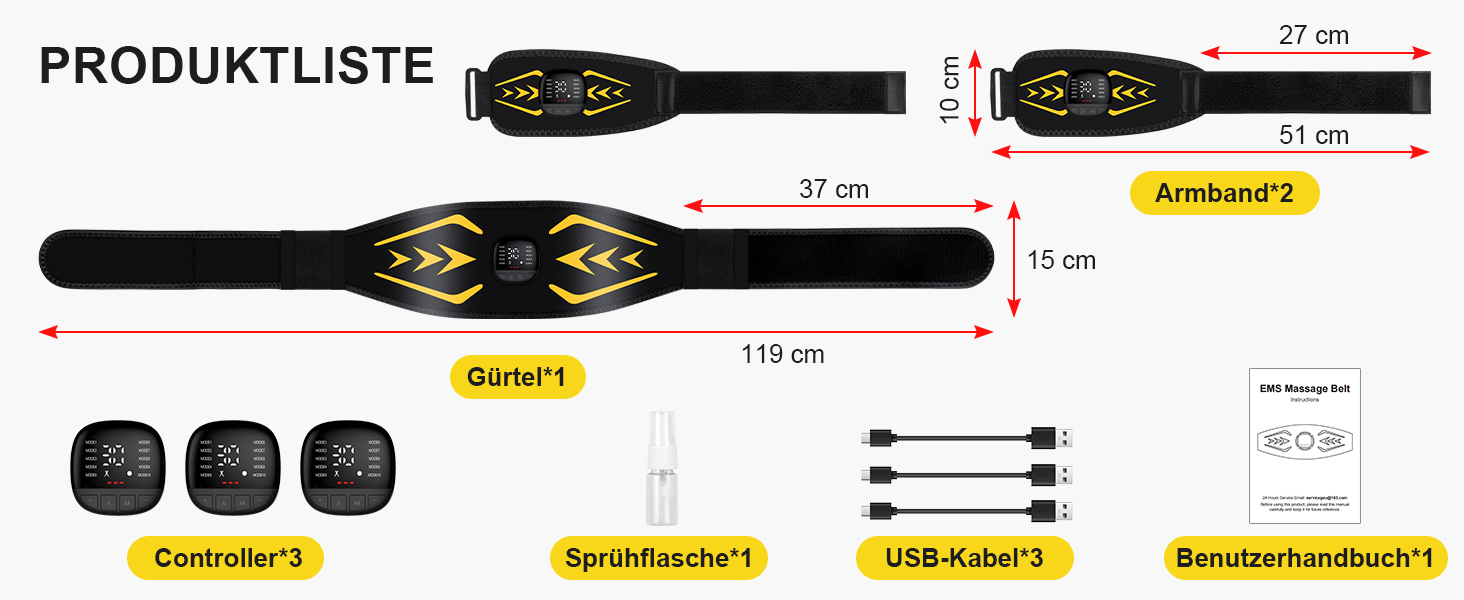 EMS тренажер для пресу Relassy: електричний, з 10 режимів та 30 інтенсивностей, USB, для живота, рук, ніг