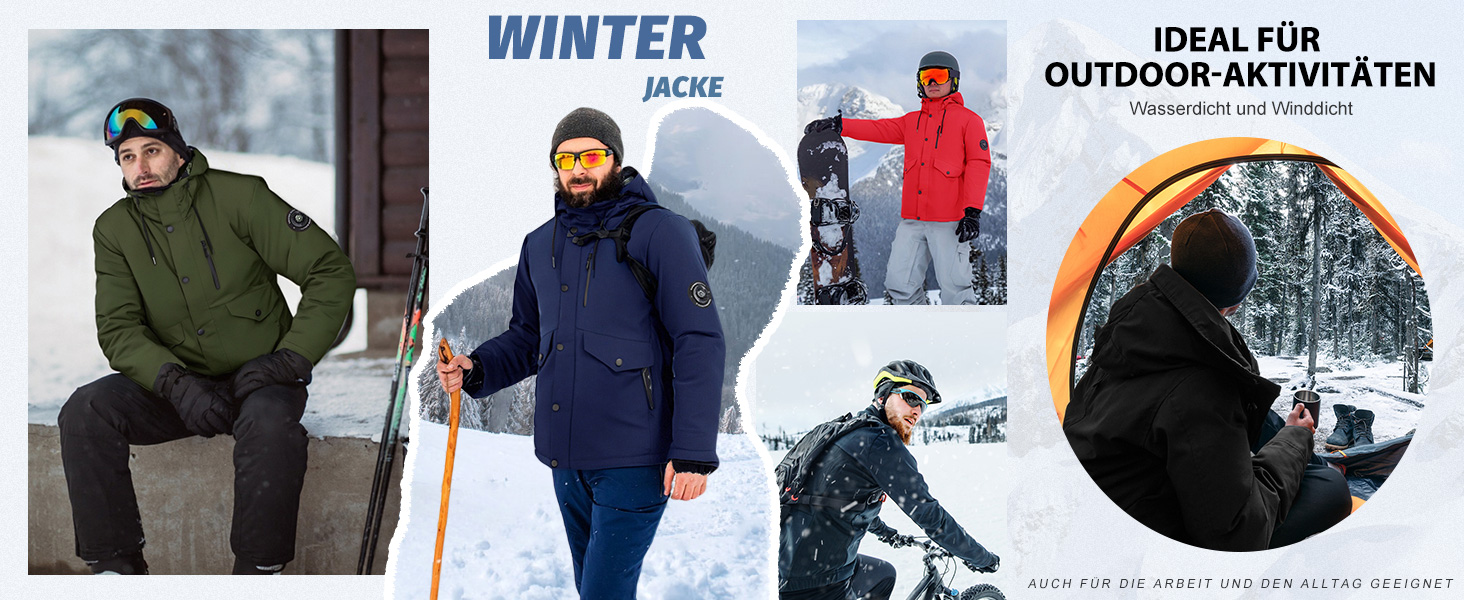 Водонепроникна зимова куртка Voqeen для чоловіків, тепла сноуборд куртка з капюшоном, вітрозахисна Outdoor куртка з термо функцією, Softshell Windbreaker для туризму, червона, XL