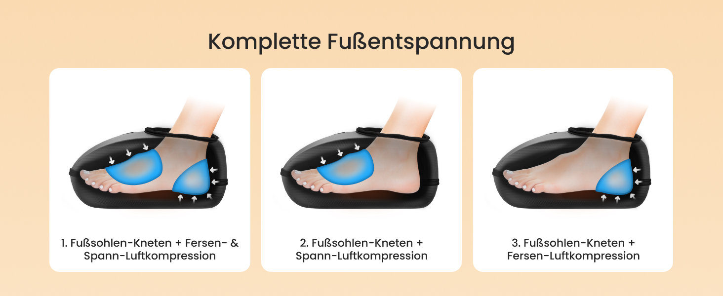 Масажер для ніг RENPHO з підігрівом, 3 режими та рівні компресії повітрям, Shiatsu масаж для всієї стопи при п'ятковому фасціїті, PU-шкіра, подарунок на Різдво для жінок та чоловіків, розмір до 47, чорний