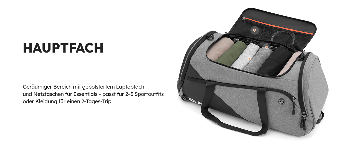 Спортивна сумка Tolaccea: велика містка сумка-рюкзак з відділенням для взуття та мокрих речей. Ідеальна для тренувань, подорожей, басейну, сауни, футболу (для чоловіків та жінок)