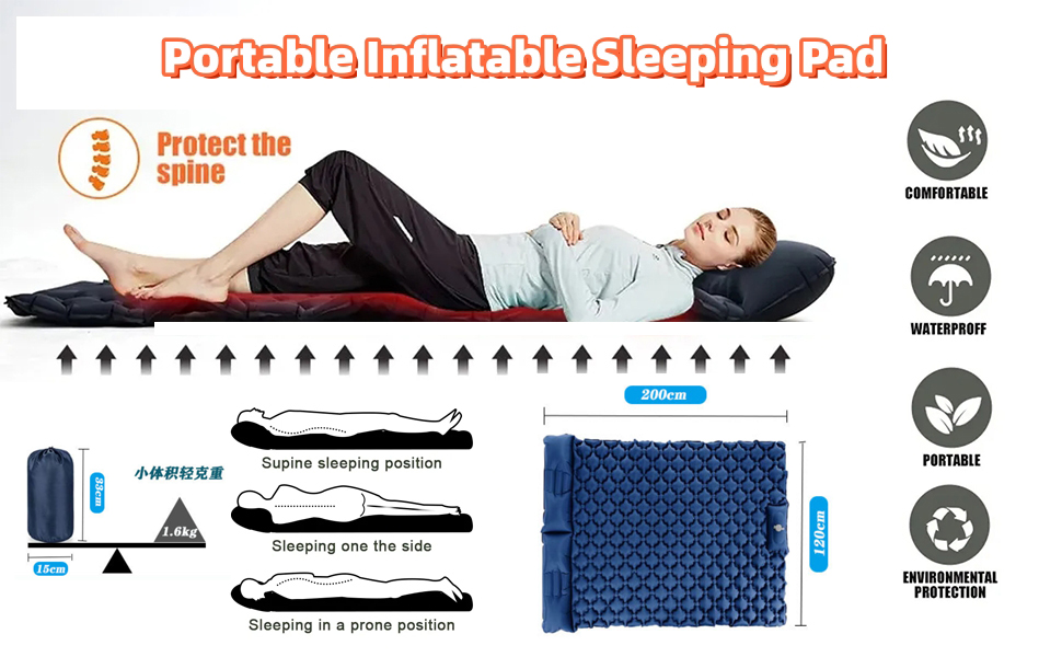 Надувний килимок для кемпінгу Isomatte на 2 особи, 200x120x6 см, водонепроникний, армійний зелений