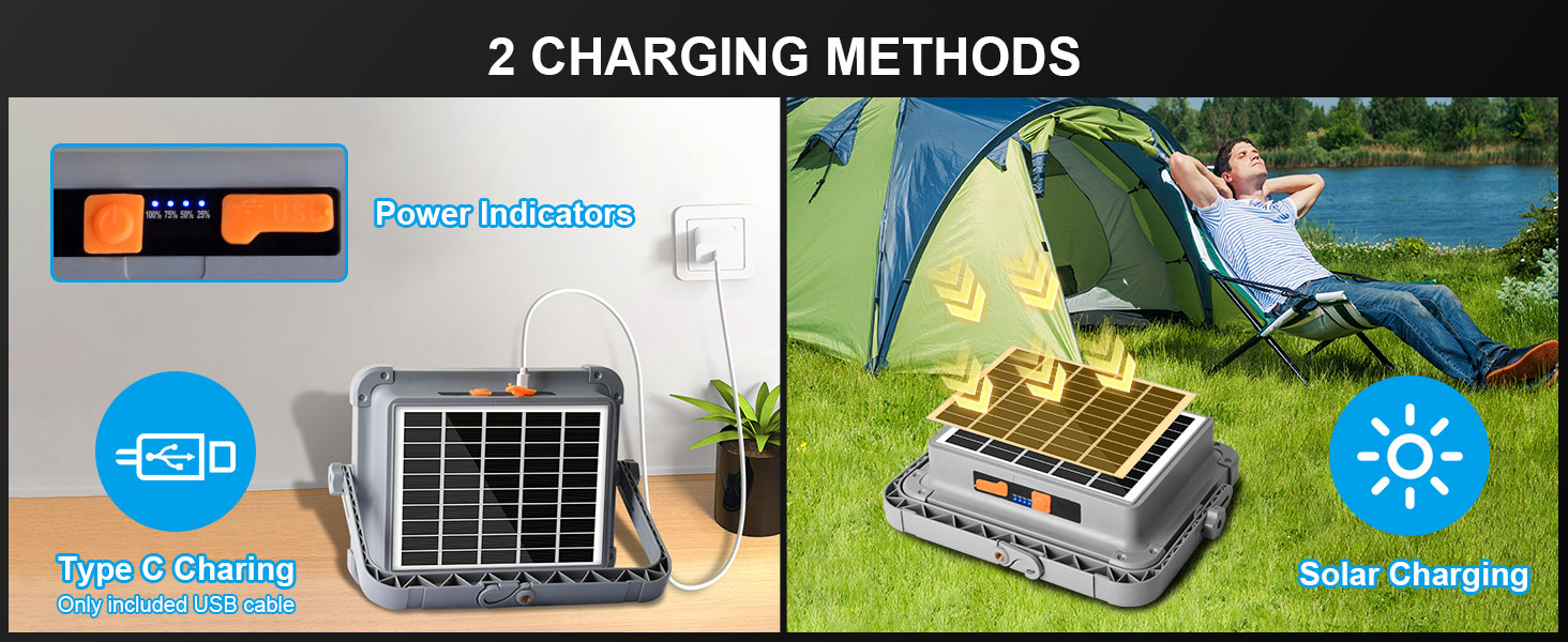 Сонячний прожектор ERAY 150W LED з акумулятором 7800mAh, 336 LED, 4 режими, 2 способи зарядки, портативний кемпінговий ліхтар та робоче освітлення для кемпінгу, гаража, надзвичайних ситуацій на відкритому повітрі, сірий