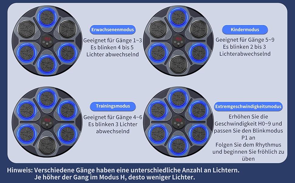 Боксерський тренажер з музикою, інтелектуальний боксерський тренажер Bluetooth для настінного кріплення для домашніх вправ Декомпресійний бокс з боксерськими рукавичками, 4 режими швидкості, регульована висота установки