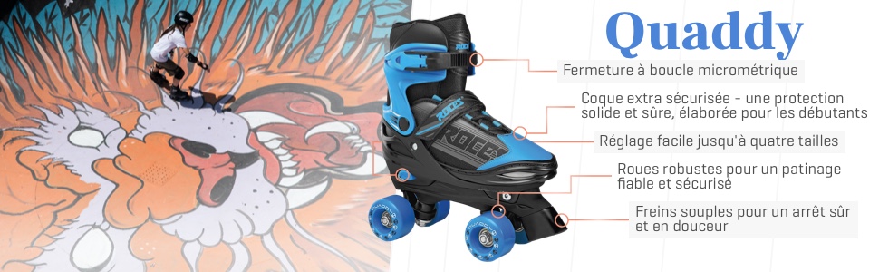 Роликові ковзани Roces Kinder Quaddy для хлопчиків, регульовані розміри 30-33, чорно-синій