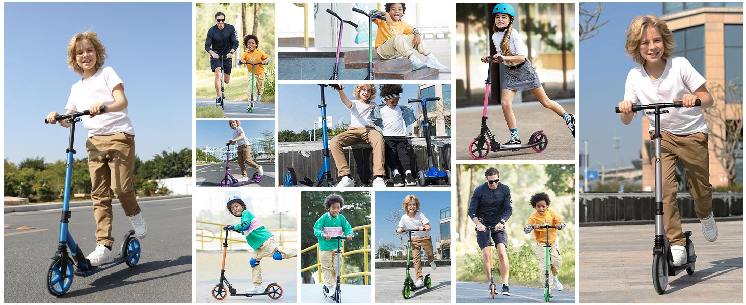 Скутер Lamborghini Tretroller Cityroller з великим колесом, складний, регульована висота, для дорослих та дітей, з підставкою, передньою амортизацією та гальмом на задньому колесі, до 100 кг (Сірий)