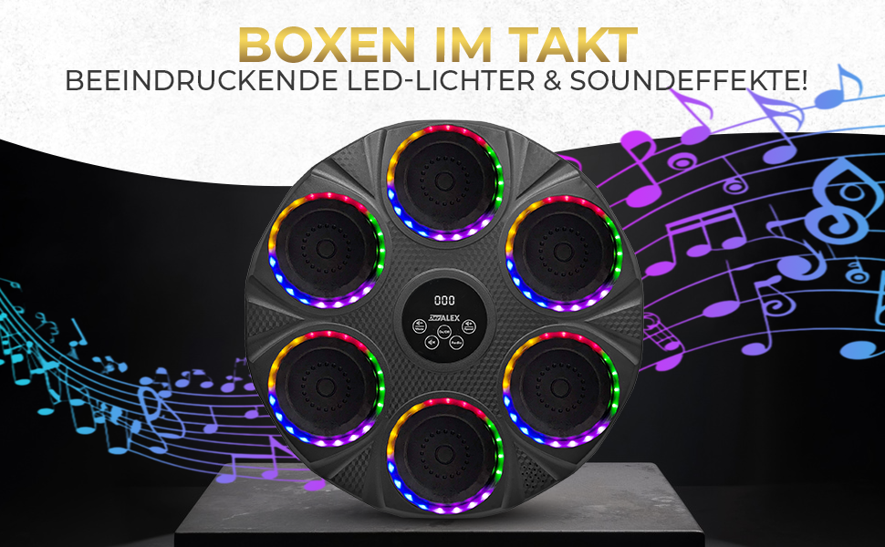 DerALEX Боксерський тренажер з музикою та LED-дисплеєм - електронний бокс для реакції, фітнесу та координації. Боксерський тренажер для дому та фітнес-клубу