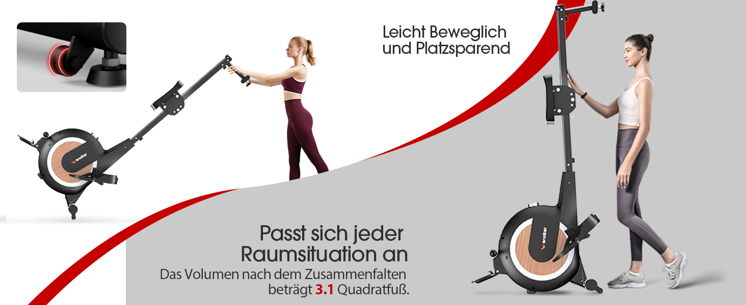 Веномкер тренажер для греблі, магнітний, для дому, 16 рівнів опору, 160 кг, з'єднання з APP, чорний